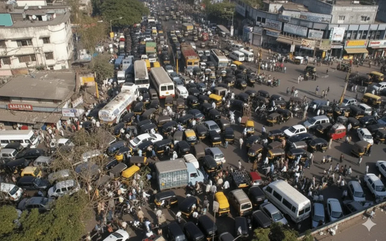 Congested traffic in Mumbai