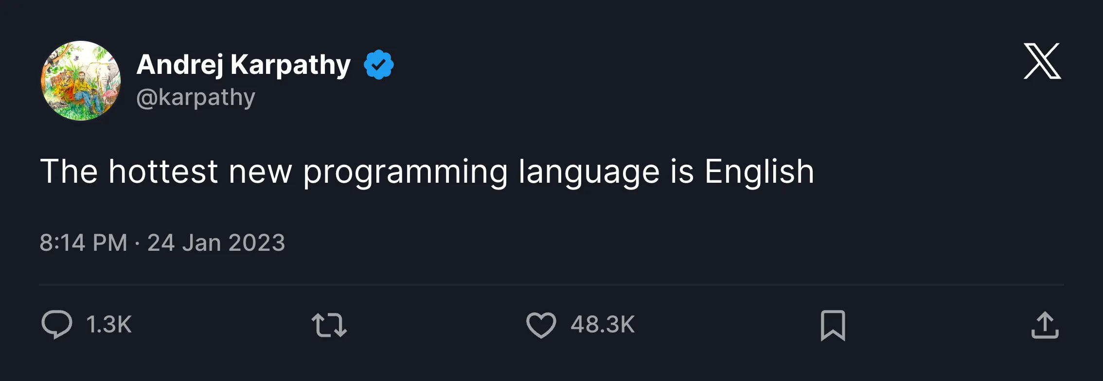 Andrej Karpathy's tweet about software changing in the agentic era